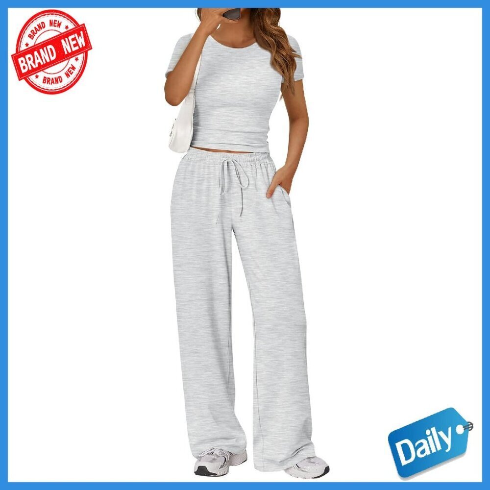 Rayon-Spandex Lounge Set Wide Leg Pants Crop Top Side Ruching